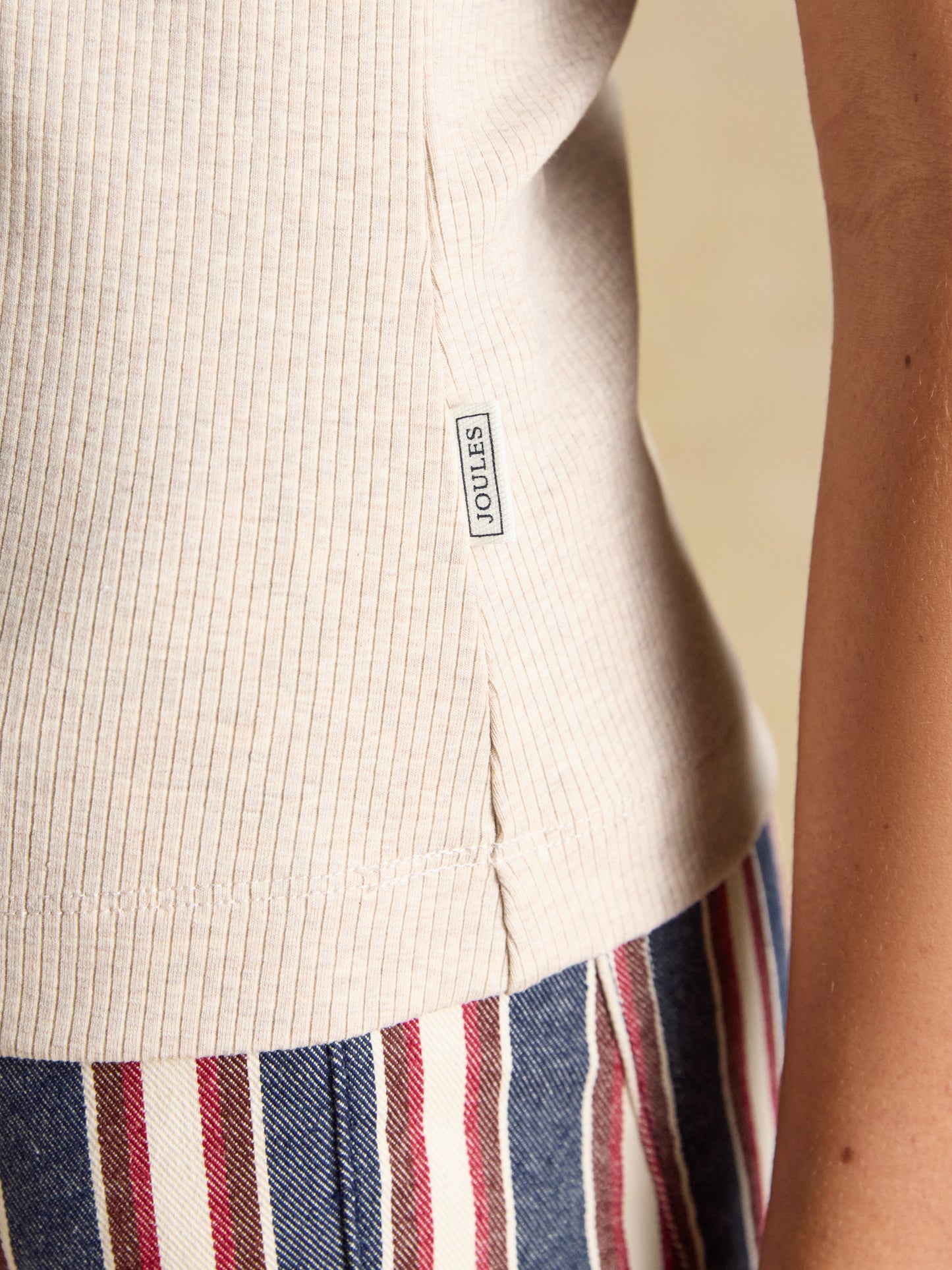 Joules Ribbed Cotton Rich Sleeveless Roll Neck Top