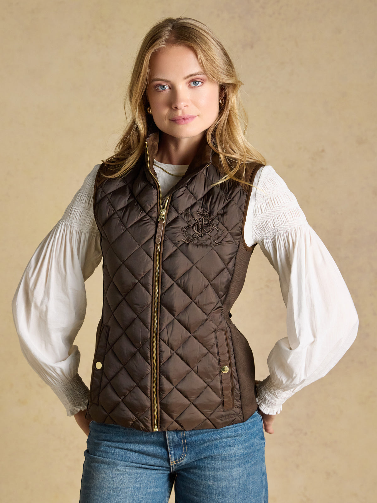Joules Braemar Luxe Showerproof Diamond Quiled Gilet