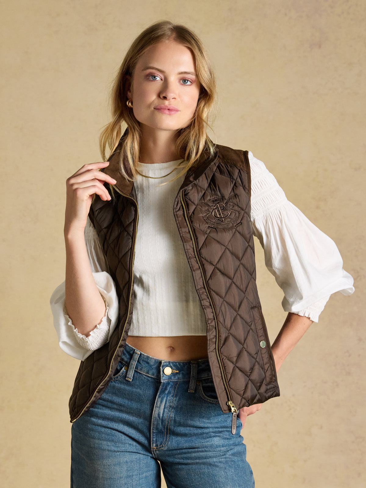 Joules Braemar Luxe Showerproof Diamond Quiled Gilet