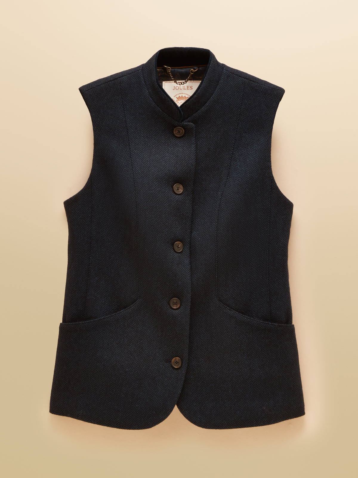 Joules Womens Tweed Wool Blend Nehru Collar Gilet