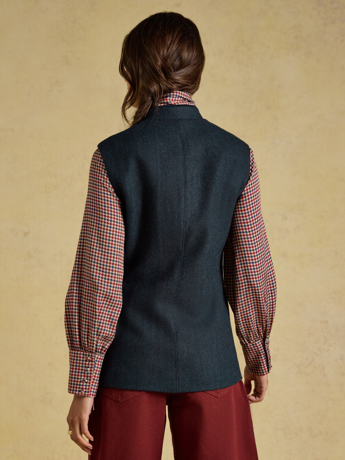 Joules Womens Tweed Wool Blend Nehru Collar Gilet