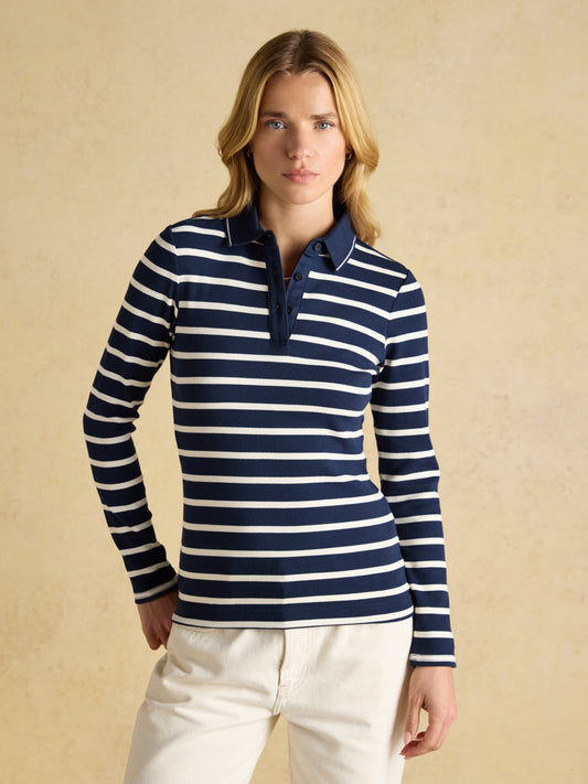 Joules Fairfield Long Sleeve Ribbed Polo Shirt