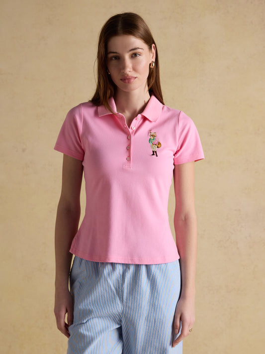 Joules Women's Jonty Fox Slim Fit Cotton Pique Polo Shirt