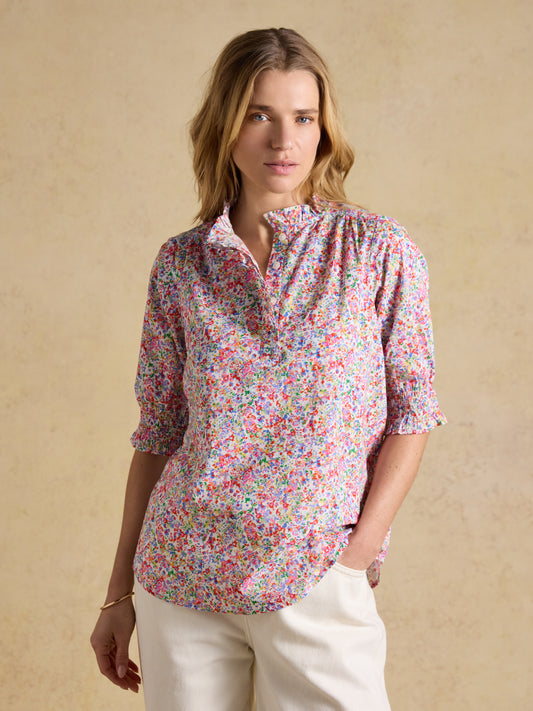 Joules Melanie Short Sleeve Ruffle Blouse