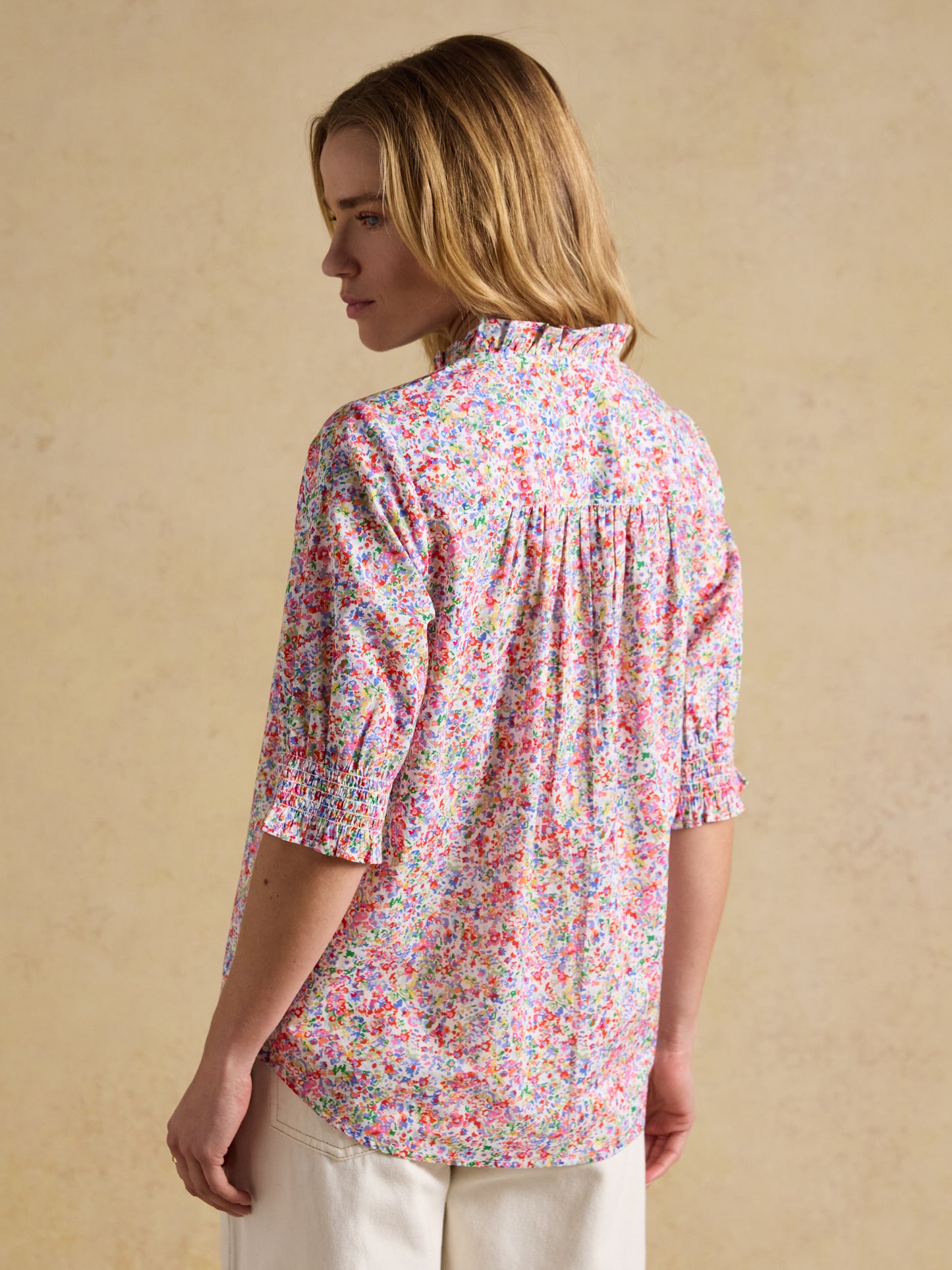 Joules Melanie Short Sleeve Ruffle Blouse