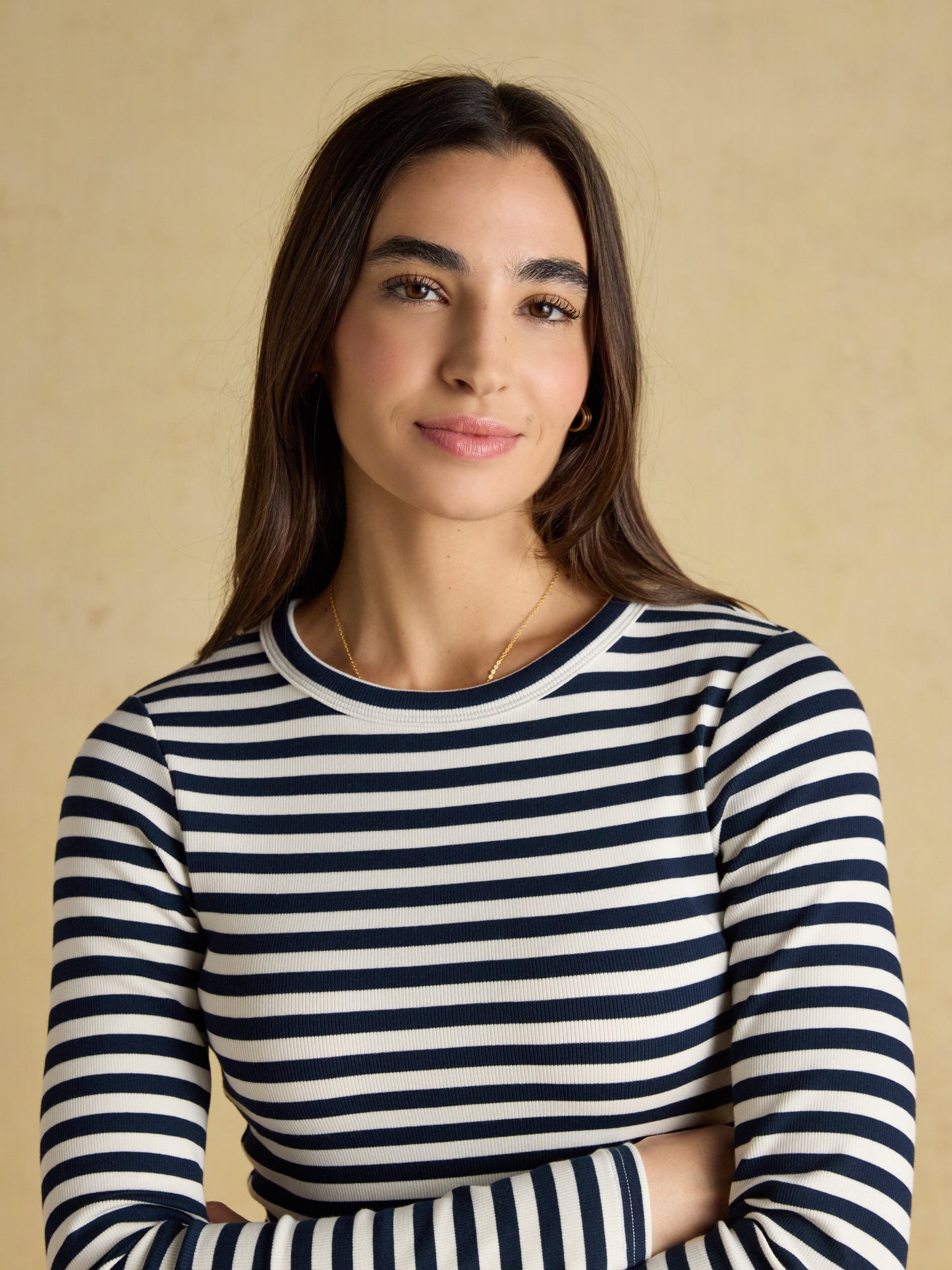 Joules Sophie Long Sleeve Ribbed Fitted Top