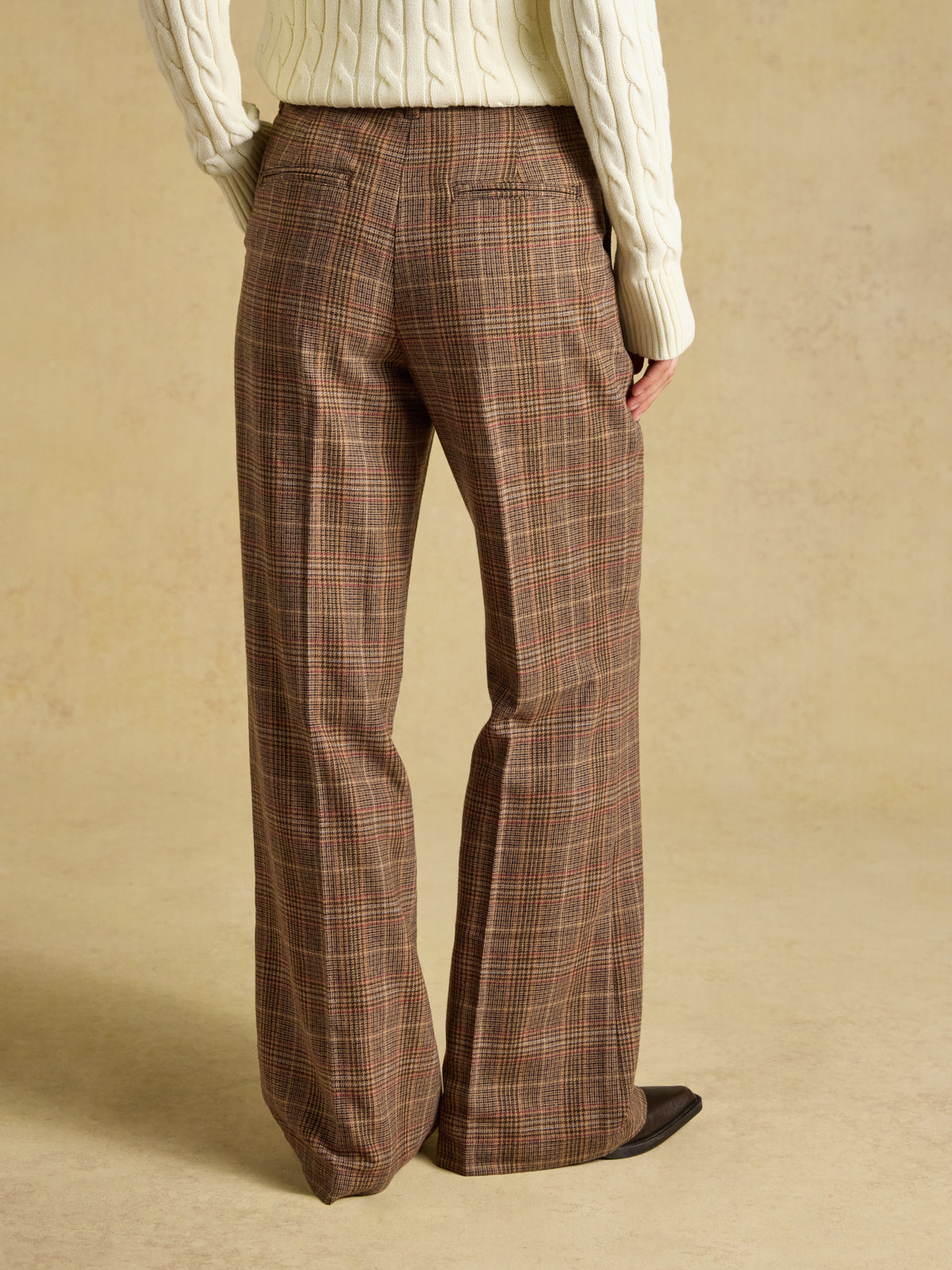 Joules Foxley Wool Rich Wide Leg Tweed Trousers