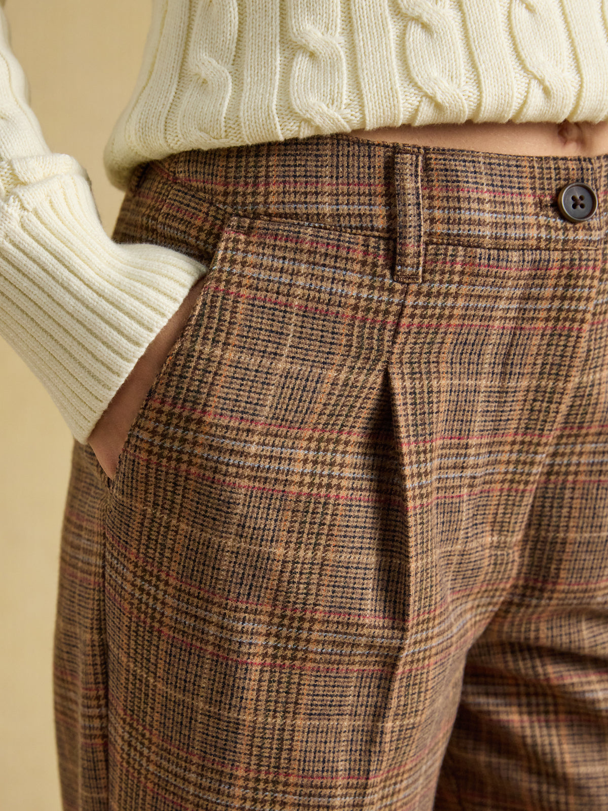 Joules Foxley Wool Rich Wide Leg Tweed Trousers