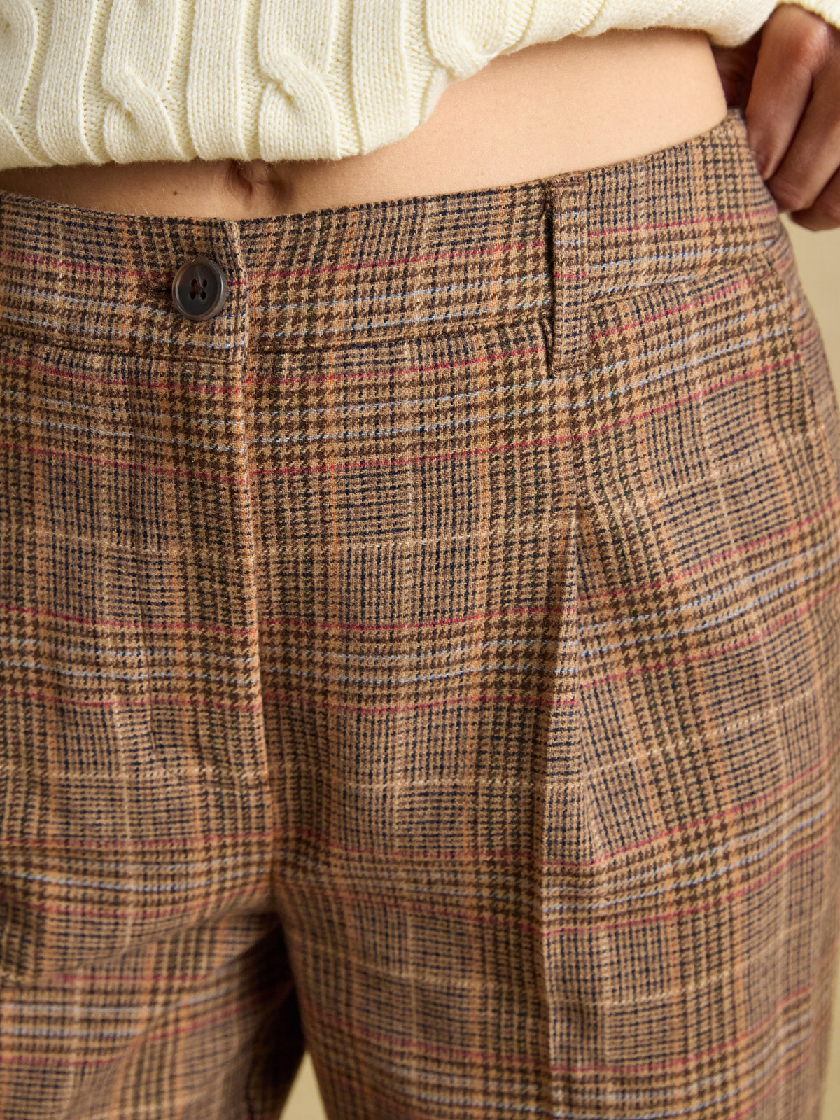 Joules Foxley Wool Rich Wide Leg Tweed Trousers