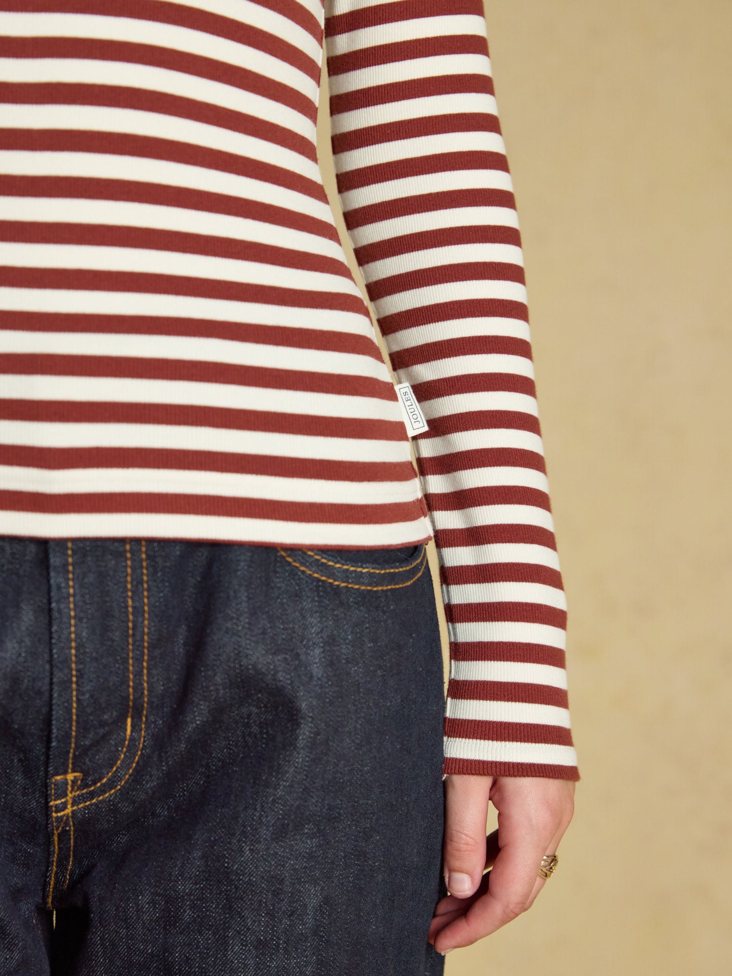 Joules Sophie Long Sleeve Ribbed Fitted Top