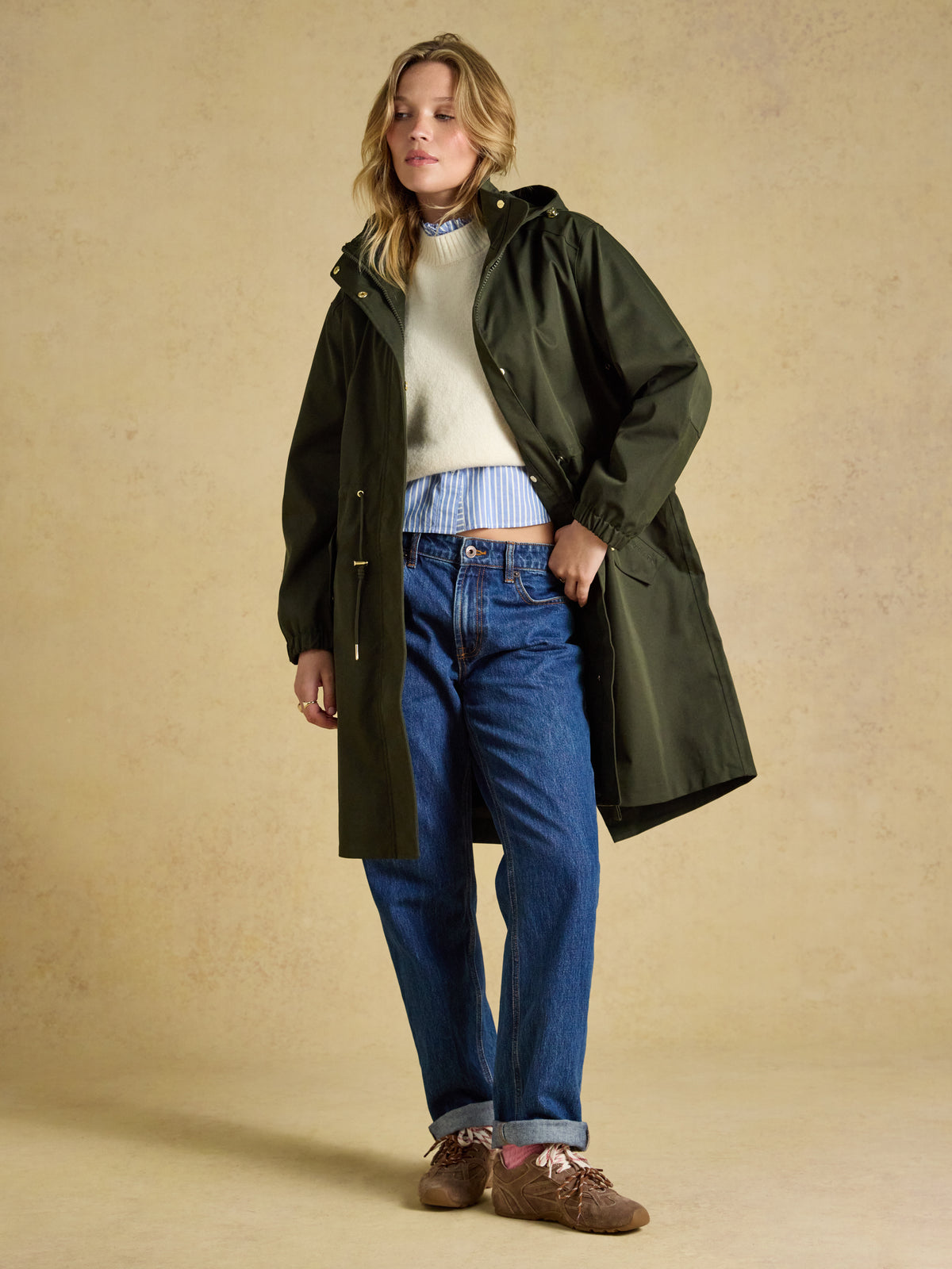 Joules Stormwell Waterproof Longline Raincoat with Hood