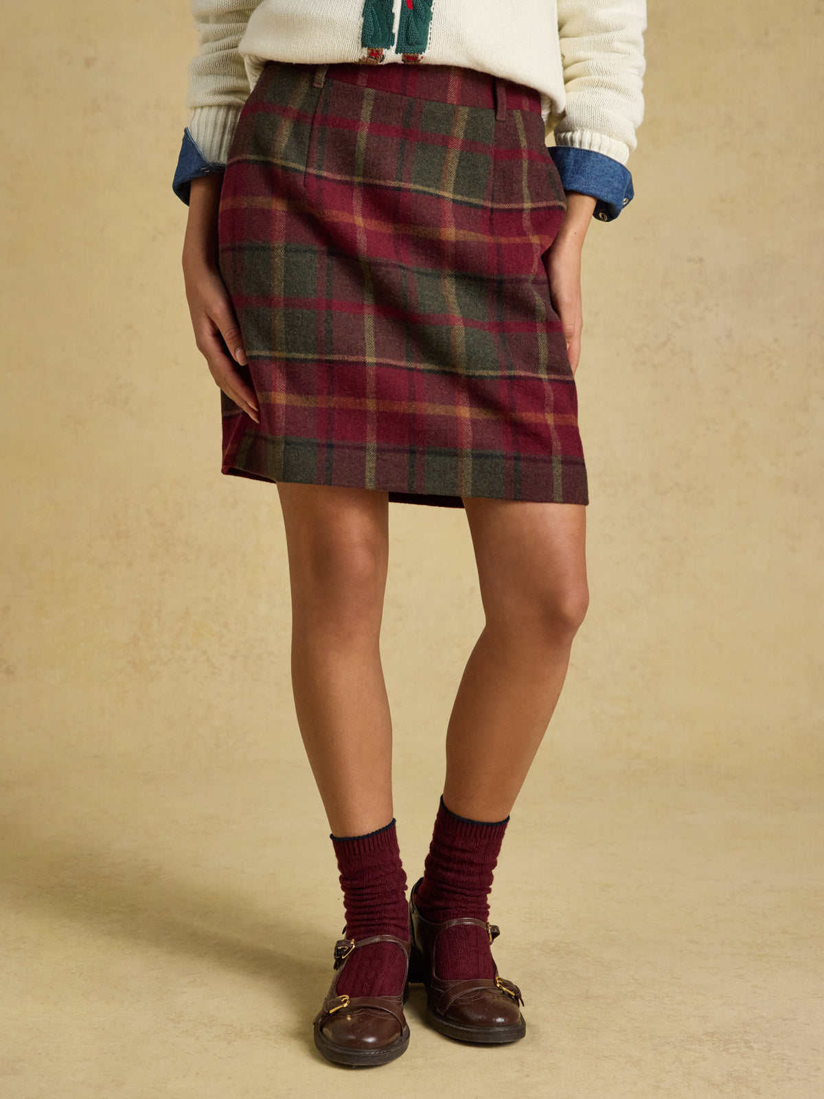 Joules Bramble Short Tweed Wool Blend Skirt