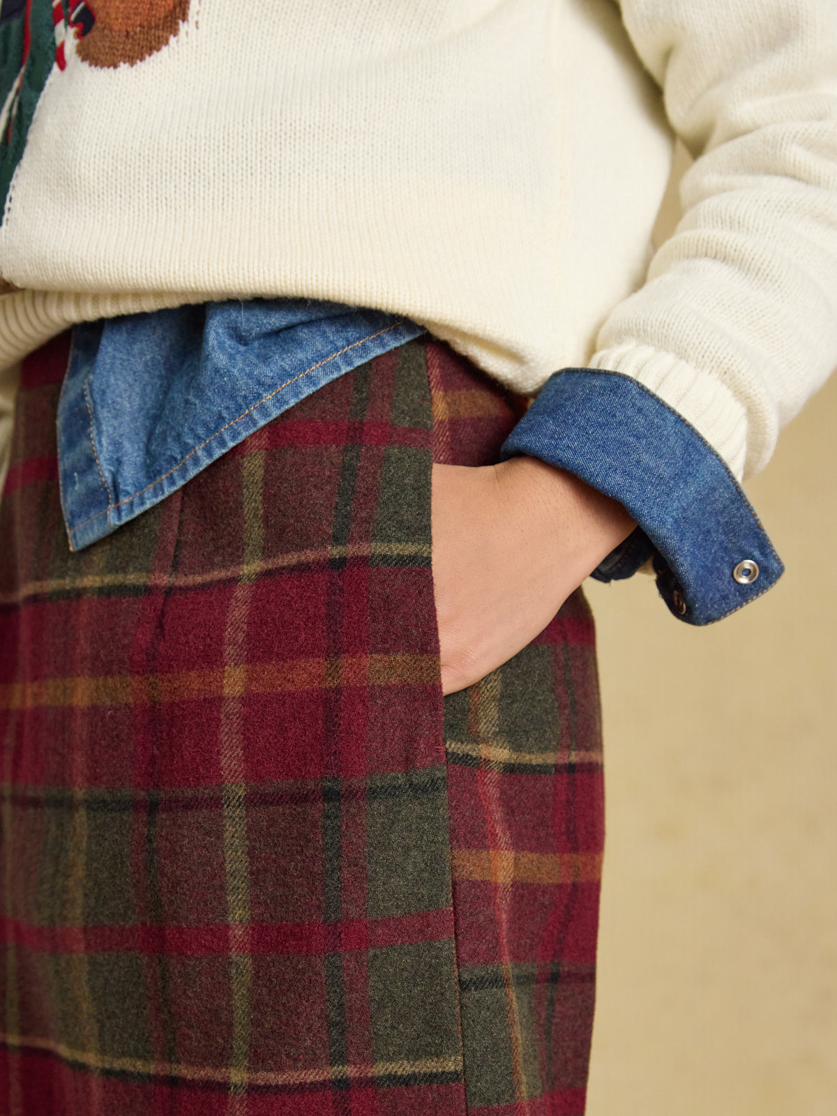 Joules Bramble Short Tweed Wool Blend Skirt