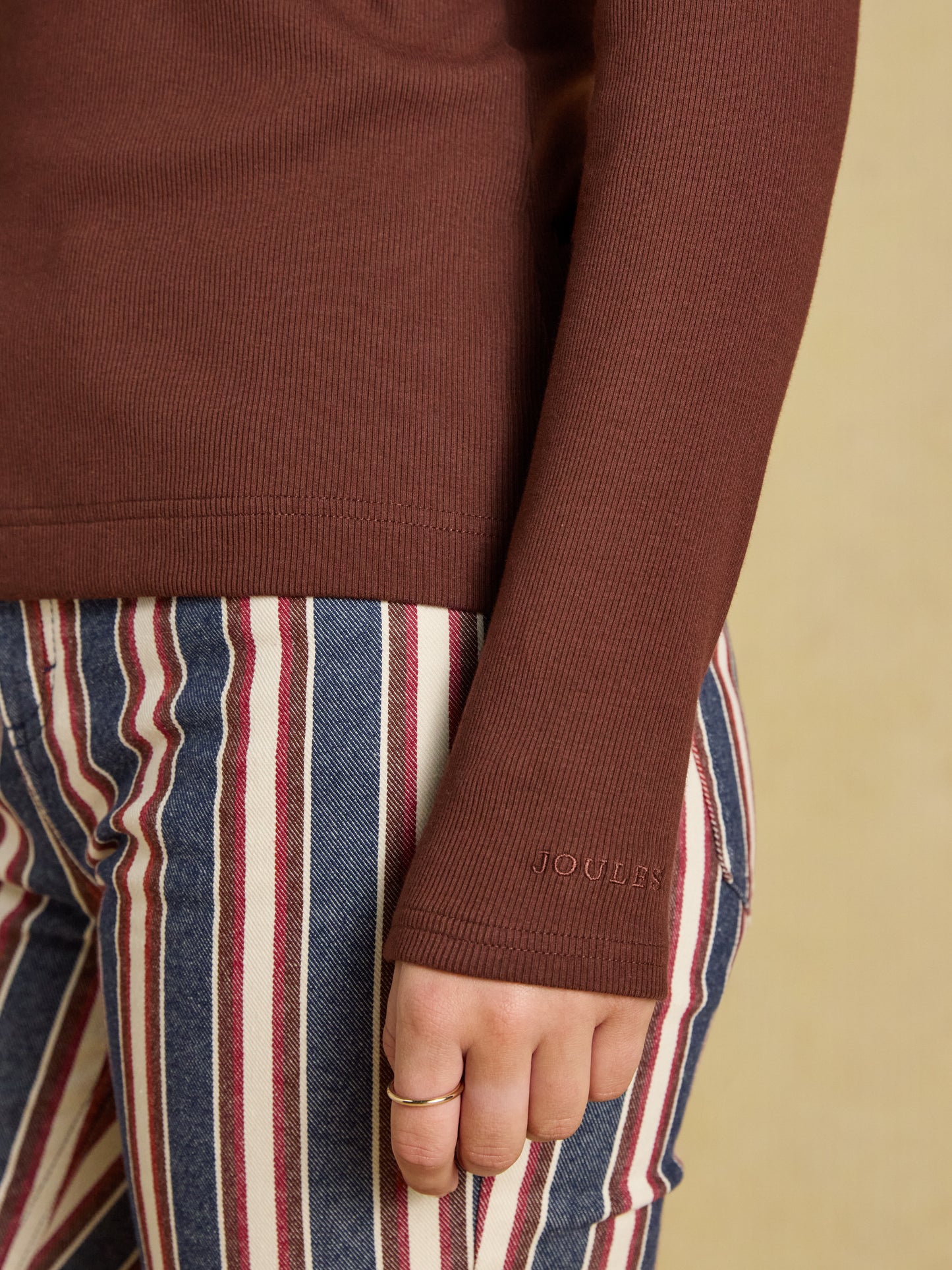 Joules Fairfield Jonty Fox Ribbed Long Sleeve Collared Jersey Top
