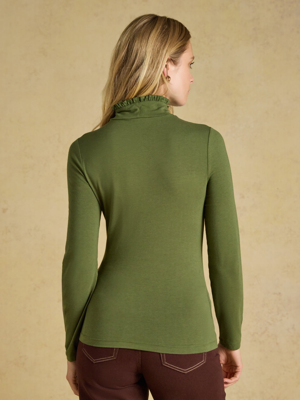 Joules Amy Long Sleeve High Frill Neck Jersey Top