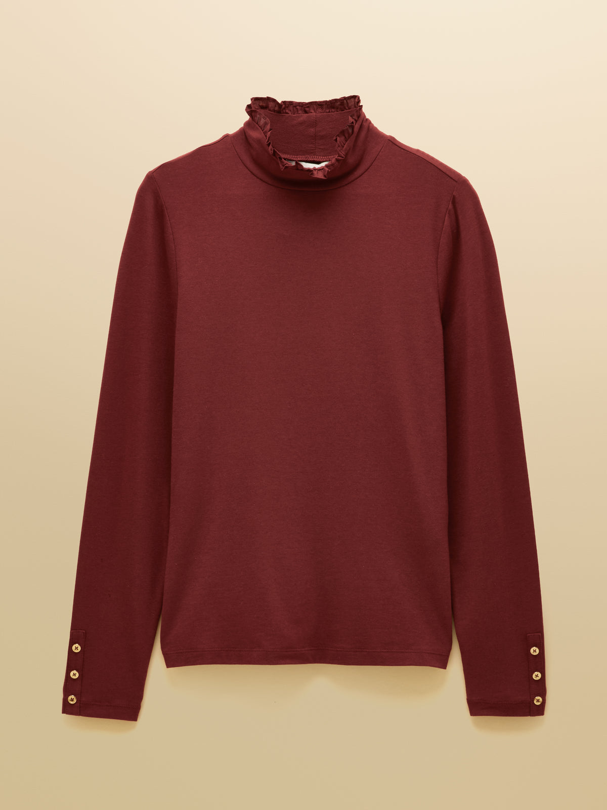 Joules Amy Long Sleeve High Frill Neck Jersey Top