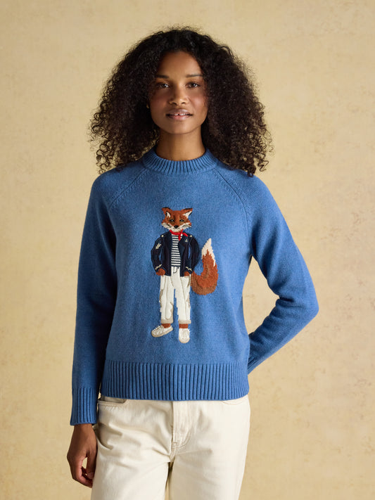 Joules Jonty Fox Intarsia Crew Neck Jumper