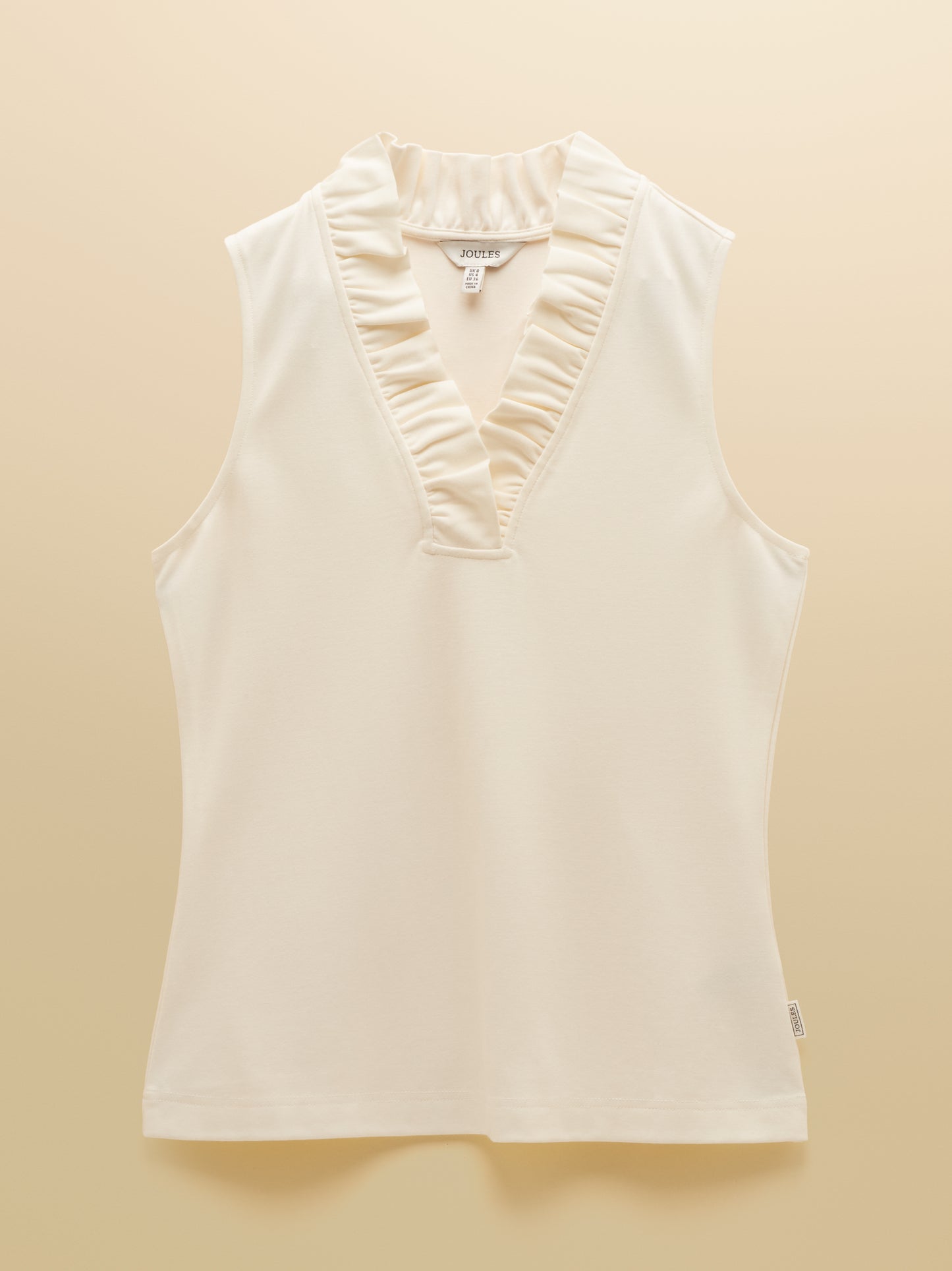 Joules Heidi Sleeveless Frill Neck Jersey Top