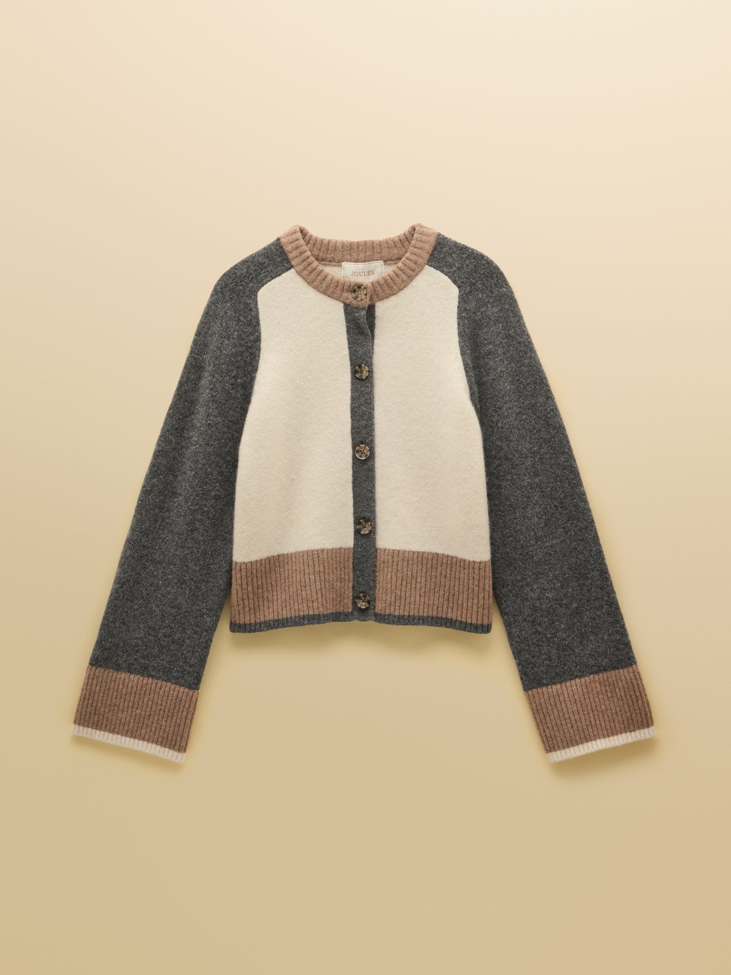 Joules Nora Knitted Cardigan with Pop Colour Tipping