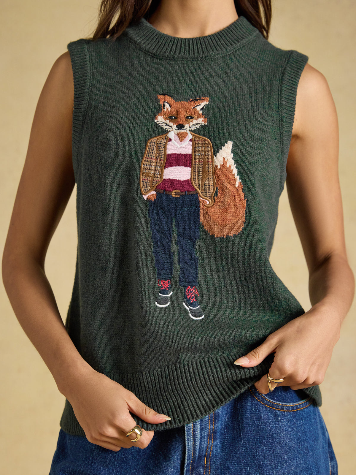 Joules Jonty Fox Crew Neck Knitted Vest