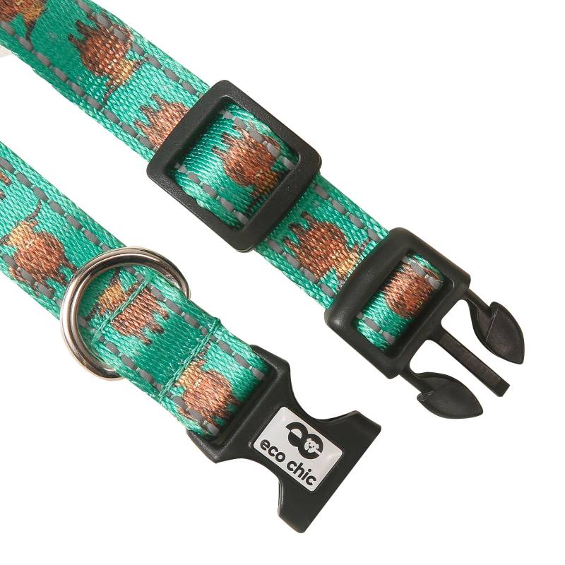 PC06 Teal HighlandCow DogCollar Large 25*450-660mm
