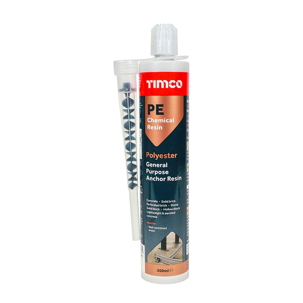 TIMCO PE Chemical Resin 300ml cartridge with mixing nozzle for heavy-duty anchoring