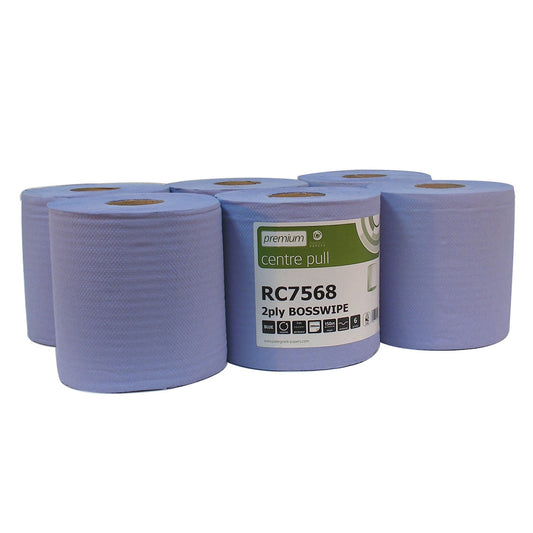 Embossed Standard 2-Ply Blue Centre Pull Rolls