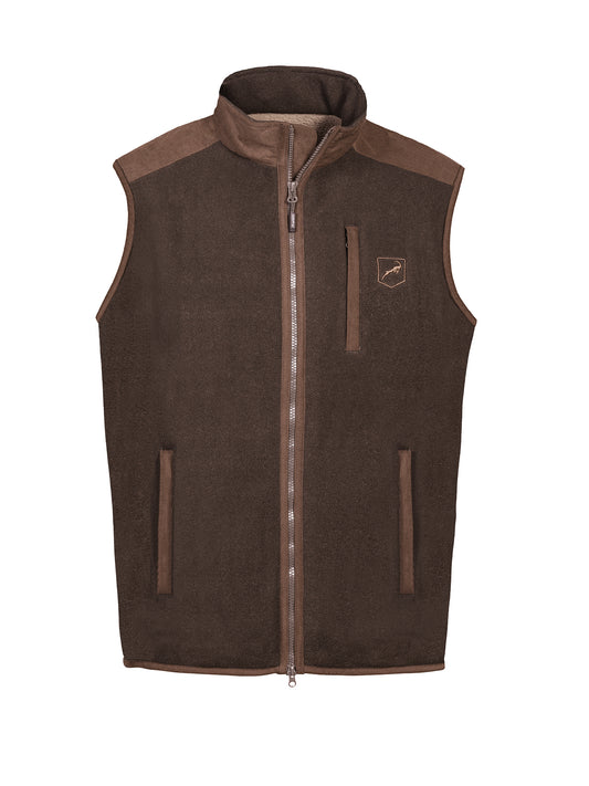 Front view of the ProHunt Pointer Fleece Gilet with contrast panels and zipped pockets.
