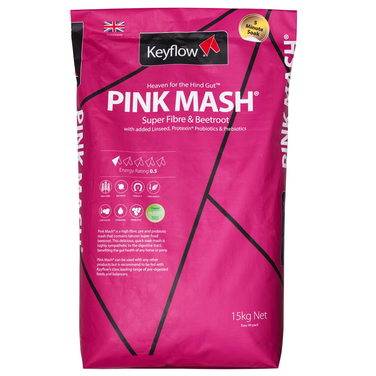 Keyflow Pink Mash 15kg bag prebiotic and beetroot horse feed