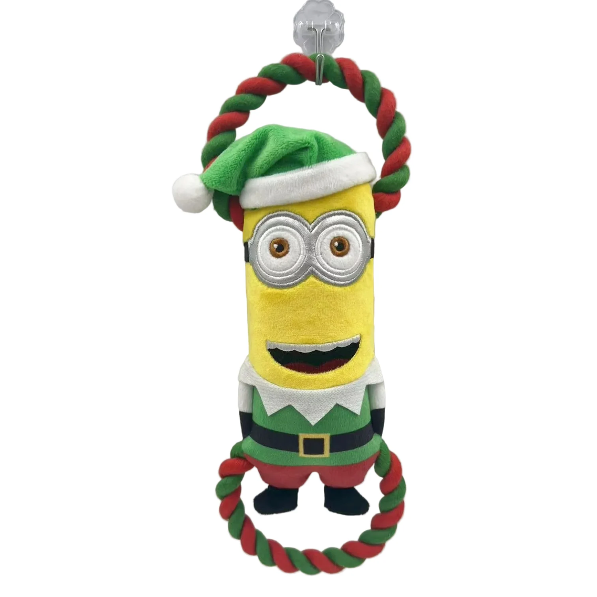 Happy Pet Minion Festive Double Tug Dog Toy featuring Kevin with dual rope handles