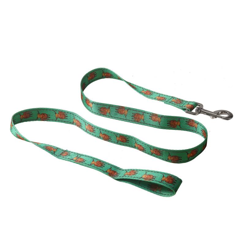 PL06Teal HighlandCow Dog Lead Medium/Large120x25mm