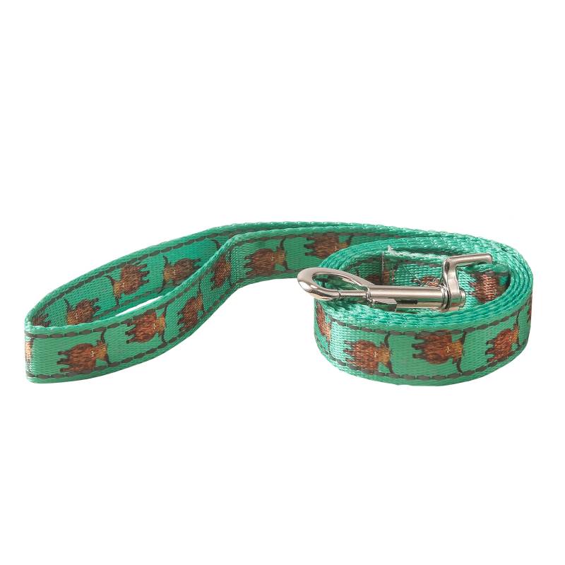 PL06Teal HighlandCow Dog Lead Medium/Large120x25mm