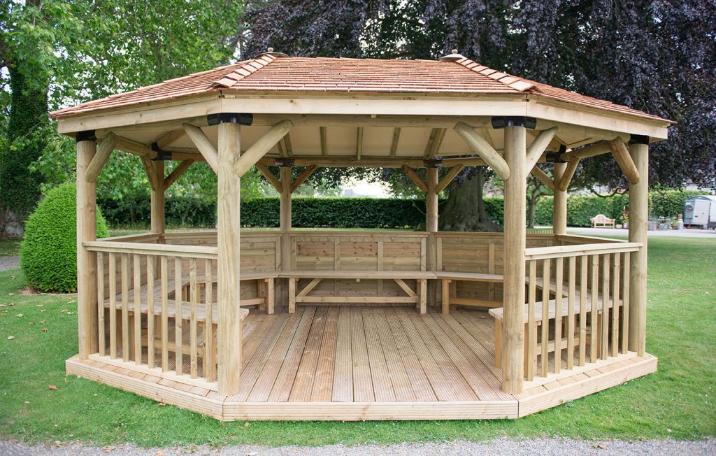 Forest Garden Premium Oval Wooden Gazebo With Cedar Roof