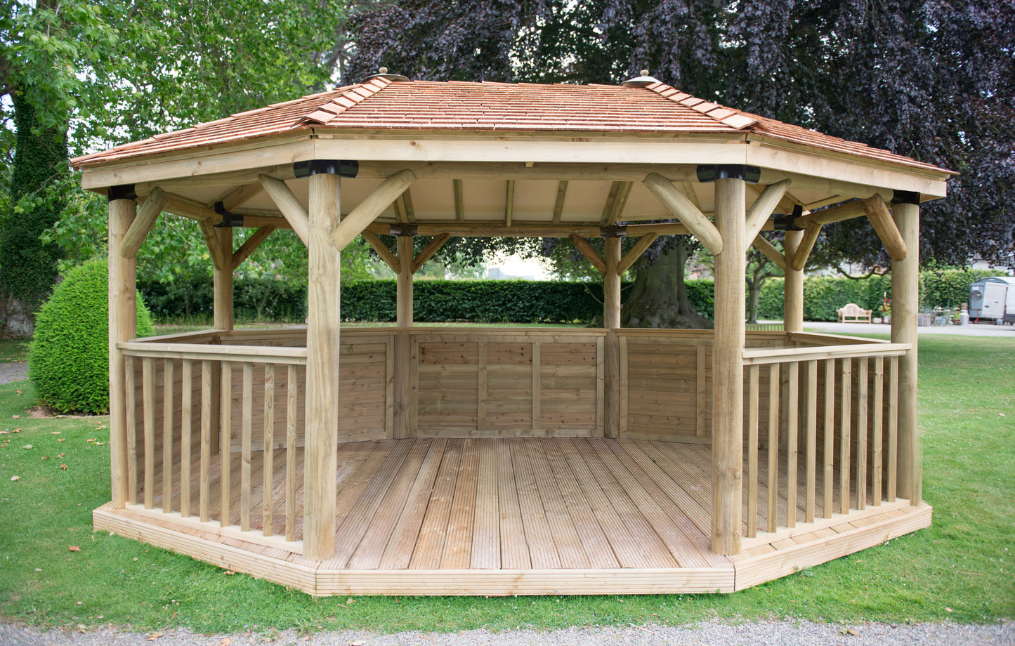 Forest Garden Premium Oval Wooden Gazebo with Cedar Roof