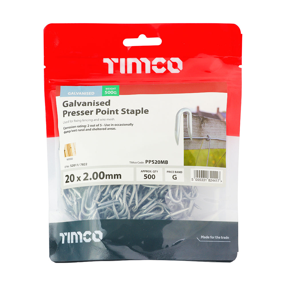 TIMco Galvanised Presser Point Staples 20mm