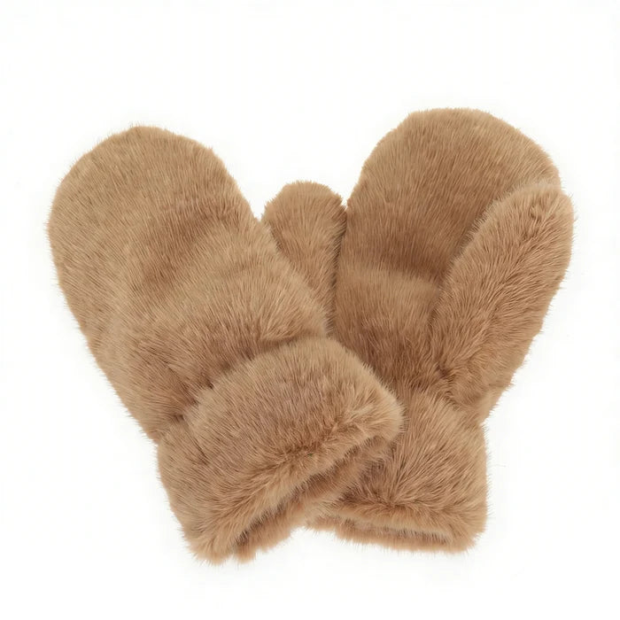 park lane candied ginger colour fake fur mittens