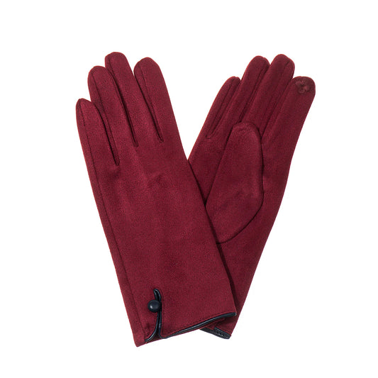 Park Lane Faux Suede Button Cuff Gloves