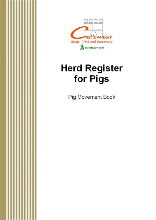 Pig Movement Book - Herd Register for Pigs A4