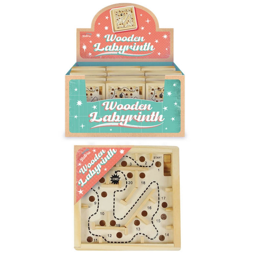 Playwrite Wooden Labyrinth Maze Game, 12x12cm