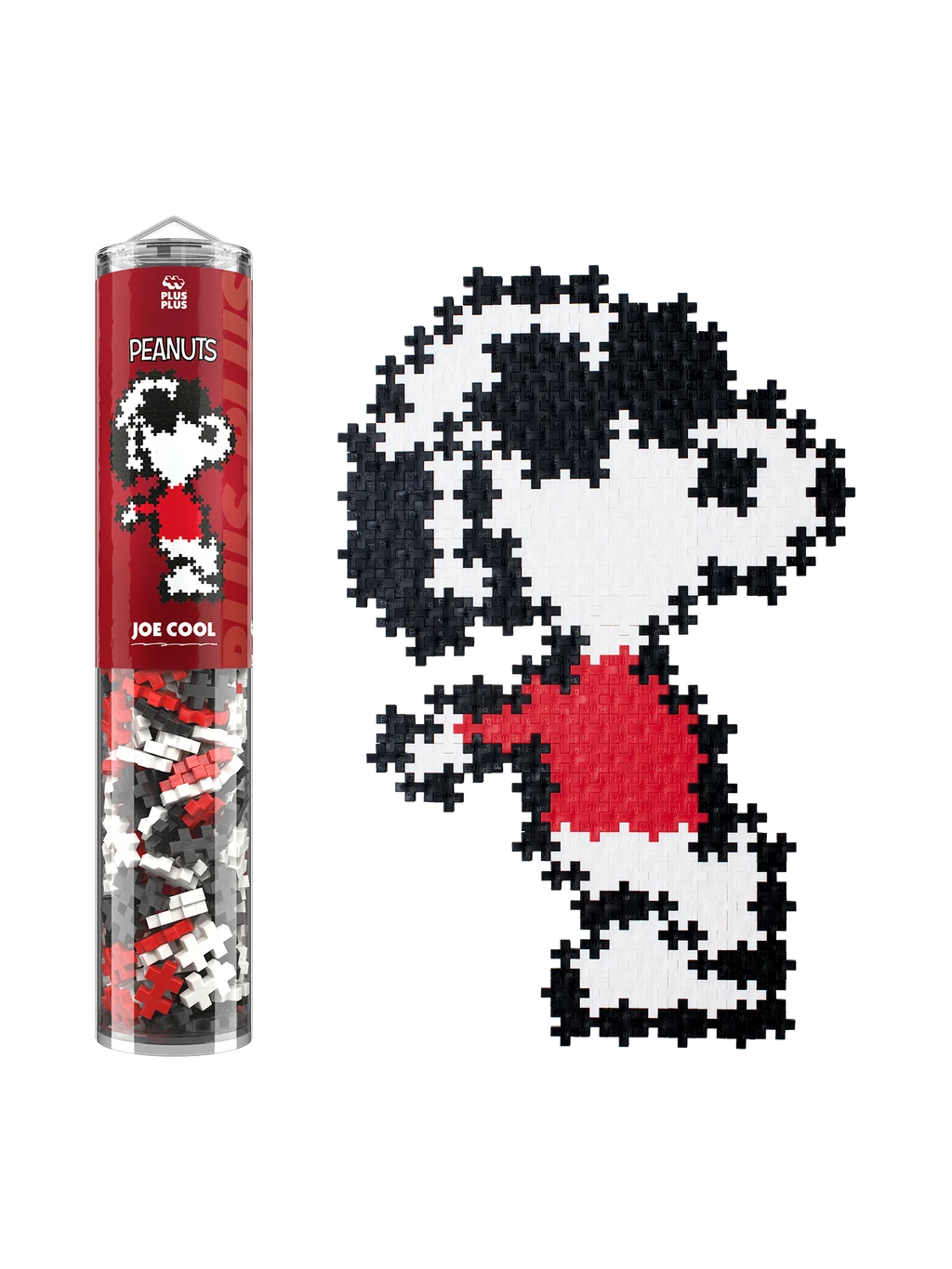 Build a 30 x 20 cm Joe Cool Snoopy figure with the Plus-Plus Puzzle by Number set. Includes 275 pieces, pattern guide, and comic print.