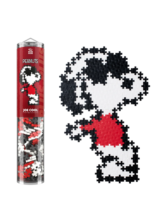 Build a 30 x 20 cm Joe Cool Snoopy figure with the Plus-Plus Puzzle by Number set. Includes 275 pieces, pattern guide, and comic print.