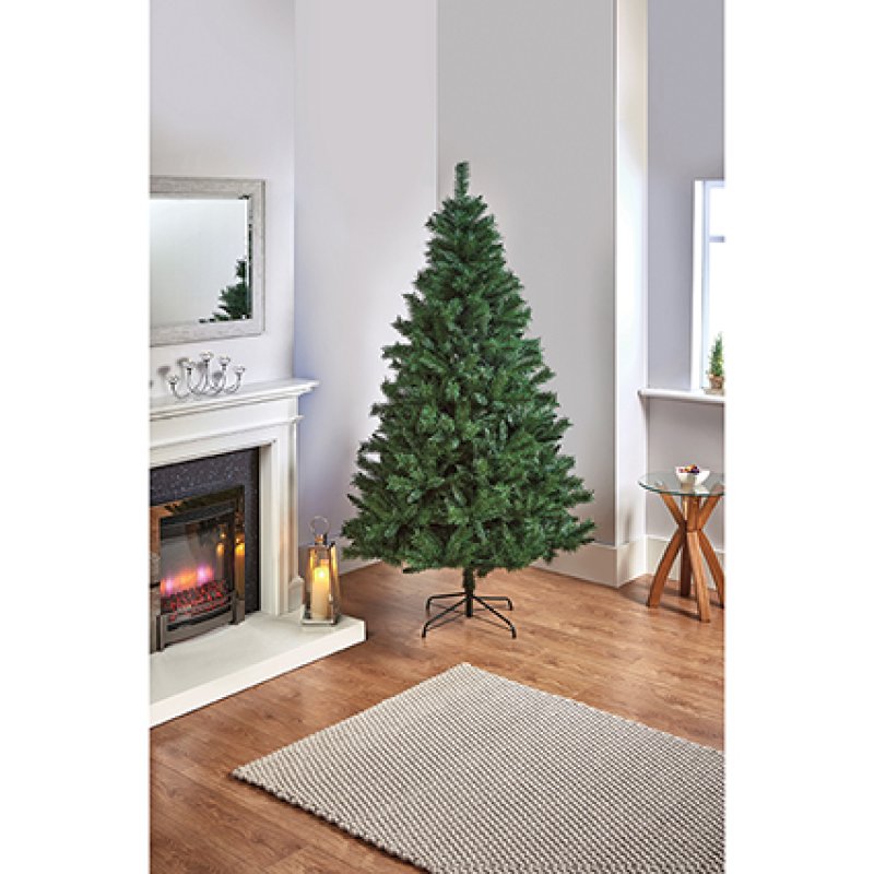 Premier 1.5m Majestic Pine artificial Christmas tree with two-tone green PVC needles and hinged branches.
