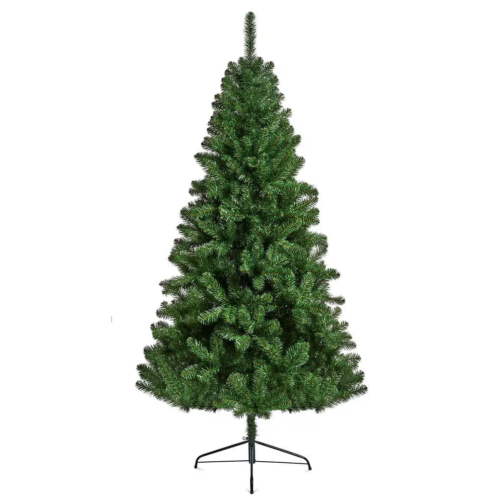 Premier 2.1m 7ft Northcote Pine artificial Christmas tree standing on a black metal base.