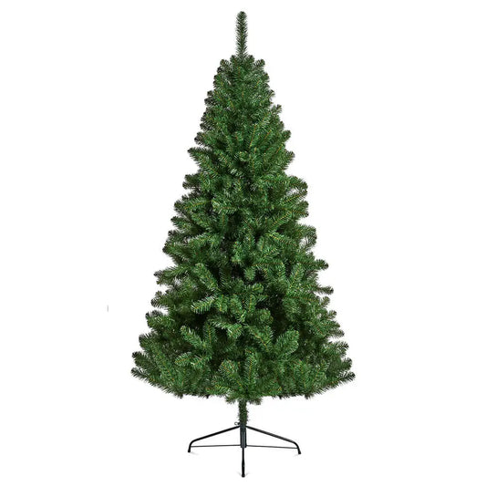Premier 2.1m 7ft Northcote Pine artificial Christmas tree standing on a black metal base.