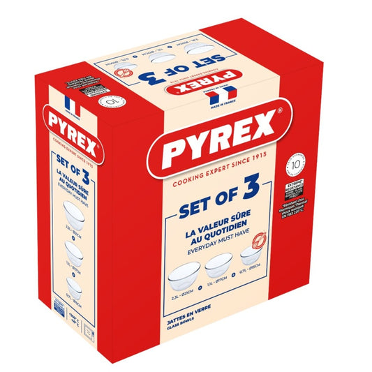 Pyrex Classic 3 Piece Glass Mixing Bowl Set