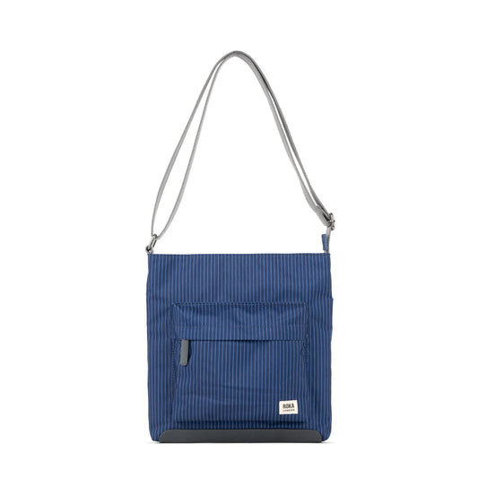 ROKA Kennington B Recycled Canvas Bag - Dark Wash Pinstripe