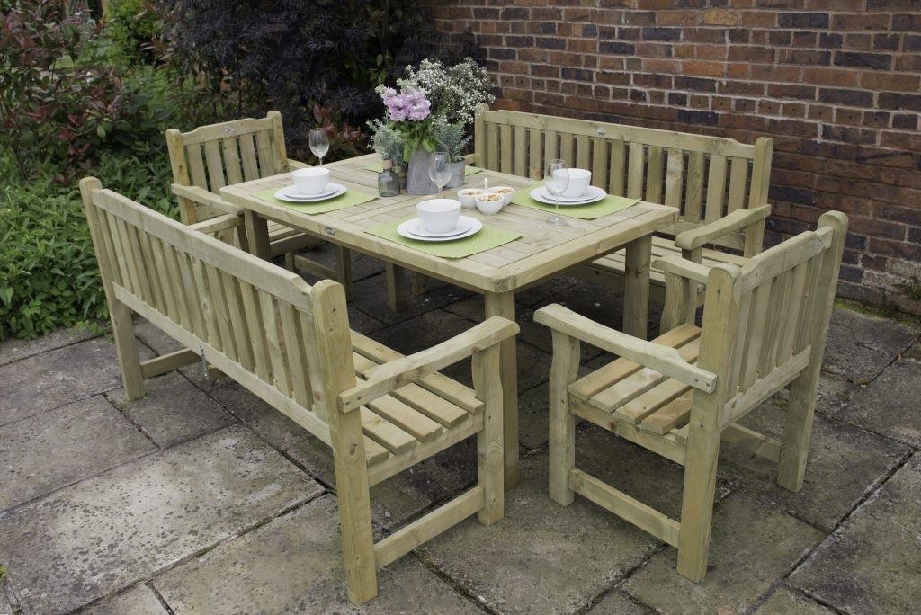 Forest Garden Rosedene Set 2 - Benches & Chairs & Table Set