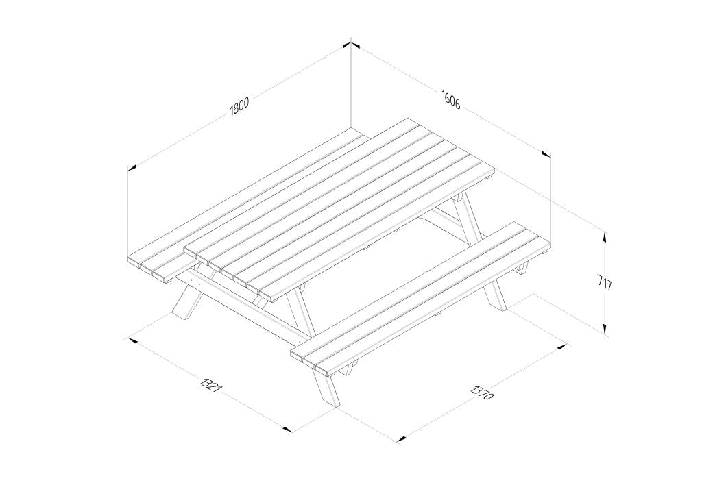 Forest Garden Large Rectangular Picnic Table