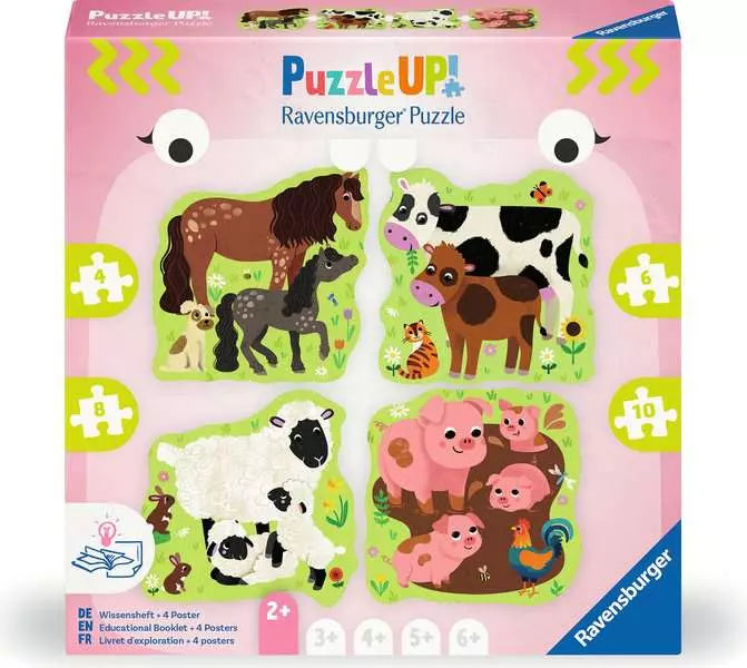 Ravensburger Puzzle Up Farm Animals 4-in-1 Jigsaw Puzzle Set