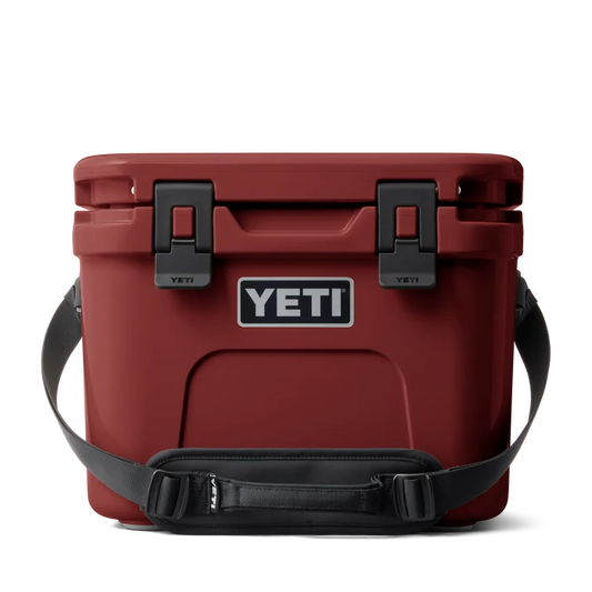 YETI Roadie 15 Cool Box in Stag Red with padded shoulder strap